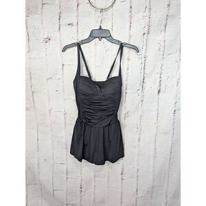 Rose Marie Reid Women One‎ Piece CrossOver Skirted Swimsuit Black Size S NWOT